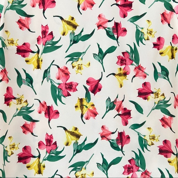 MERONA CREAM/GREEN/YELLOW/PINK FLORAL FLOATY TOP/BLOUSE WITH TULIP SLEEVES-XS - Picture 4 of 7